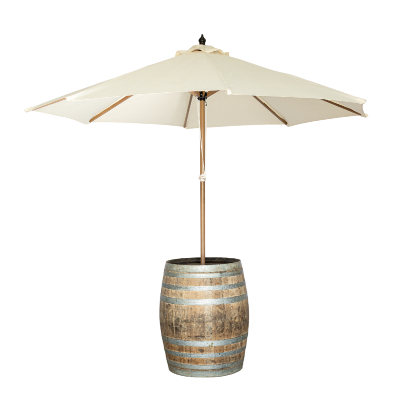 Wine Barrel with Market Umbrella