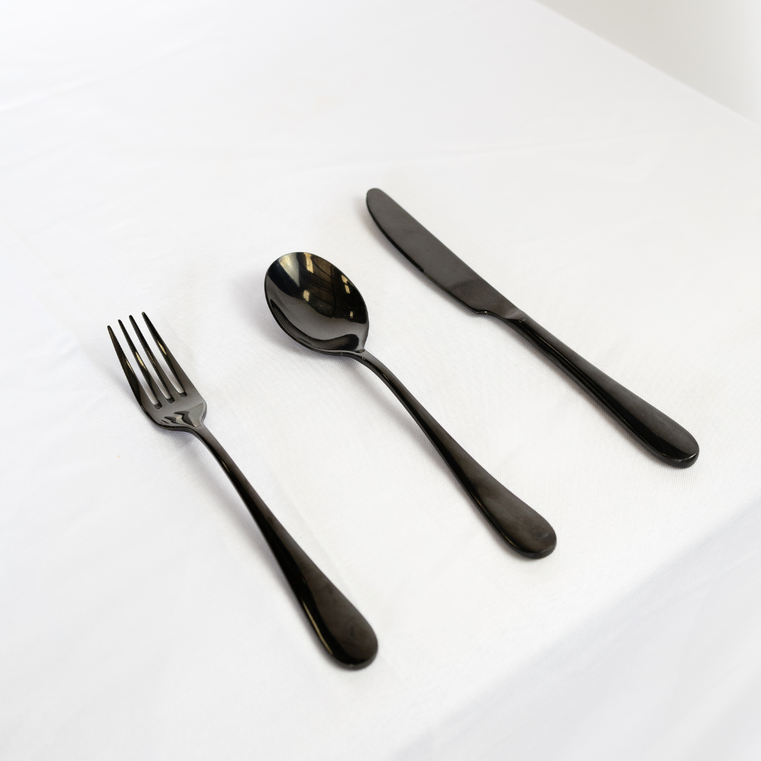 Polished Black Cutlery Set