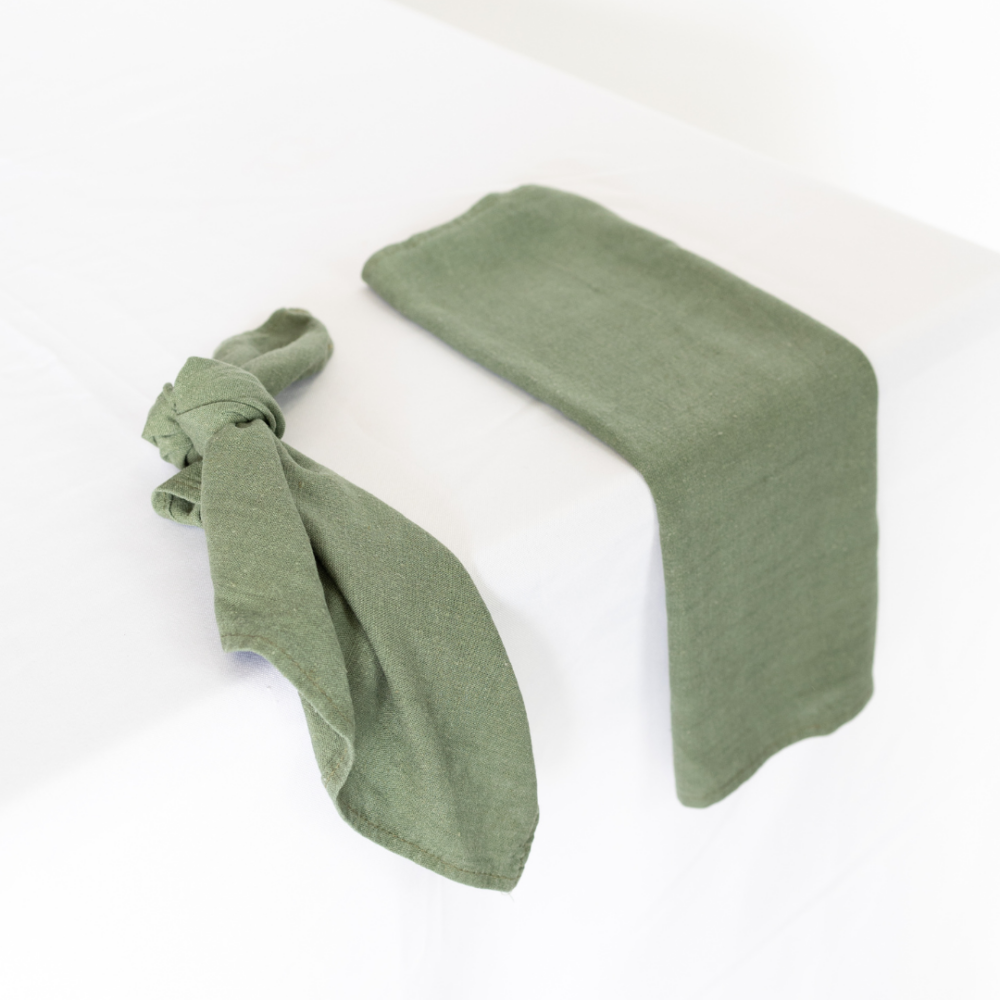 Gathered Garden Napkins in Moss Green- Set of 4 main image 0