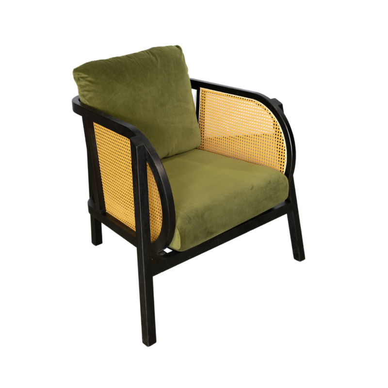 Sutton Black Lounge - Moss Green Cushions - Image 3