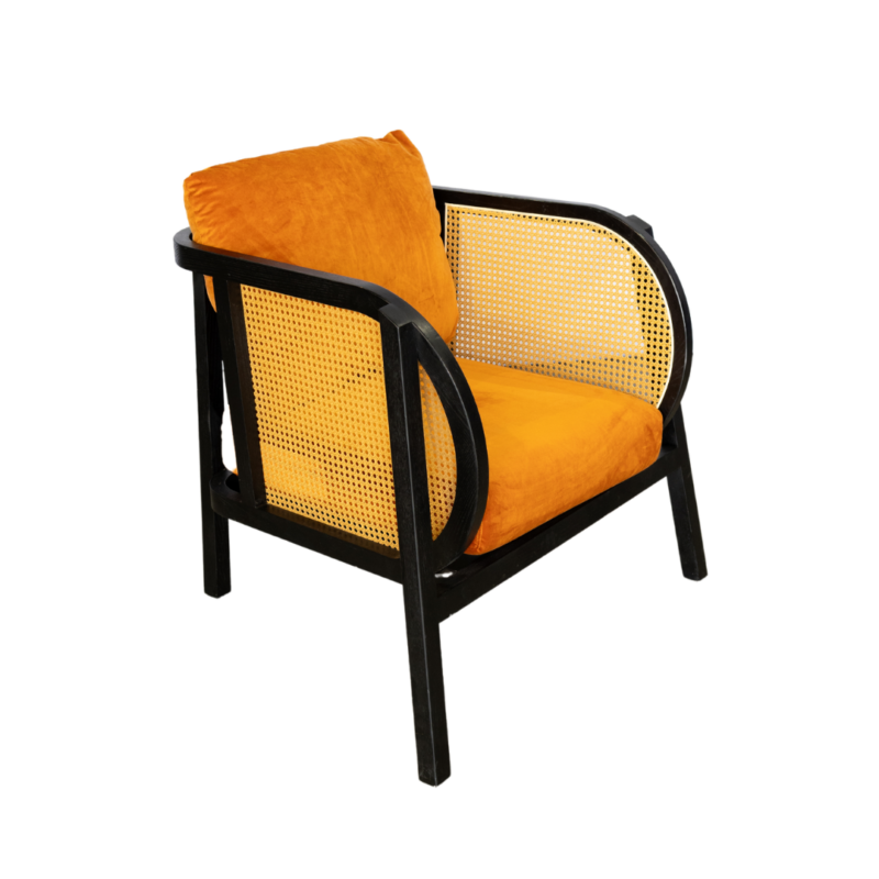 Sutton Black Lounge - Orange Cushions - Image 3