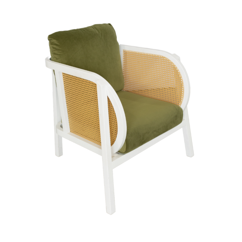 Sutton White Lounge - Moss Green Cushions - Image 3