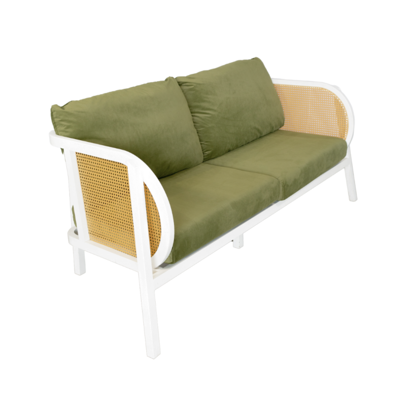 Sutton White Lounge - Moss Green Cushions - Image 2