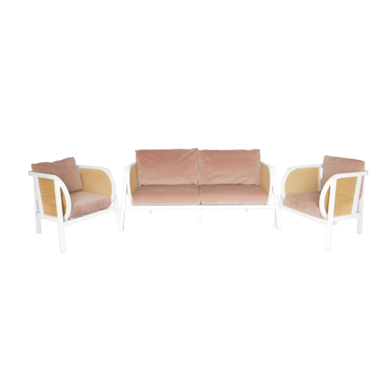 Sutton White Lounge - Blush Cushions