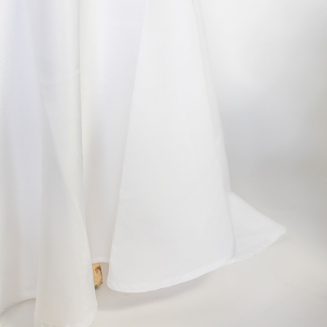 Round Polyester Tablecloth - White