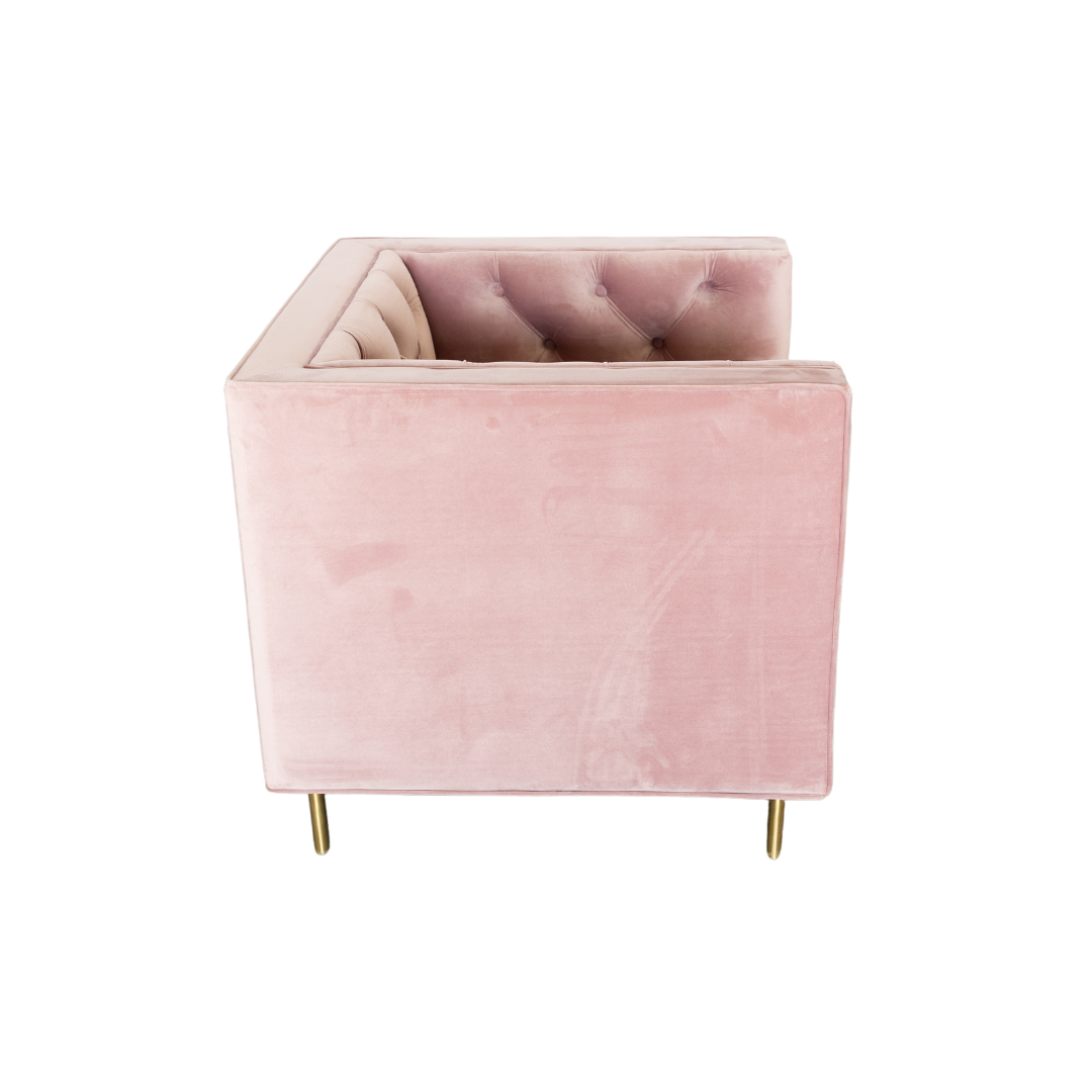 Chesterfield Velvet Single Seater - Blush Pink - Image 4