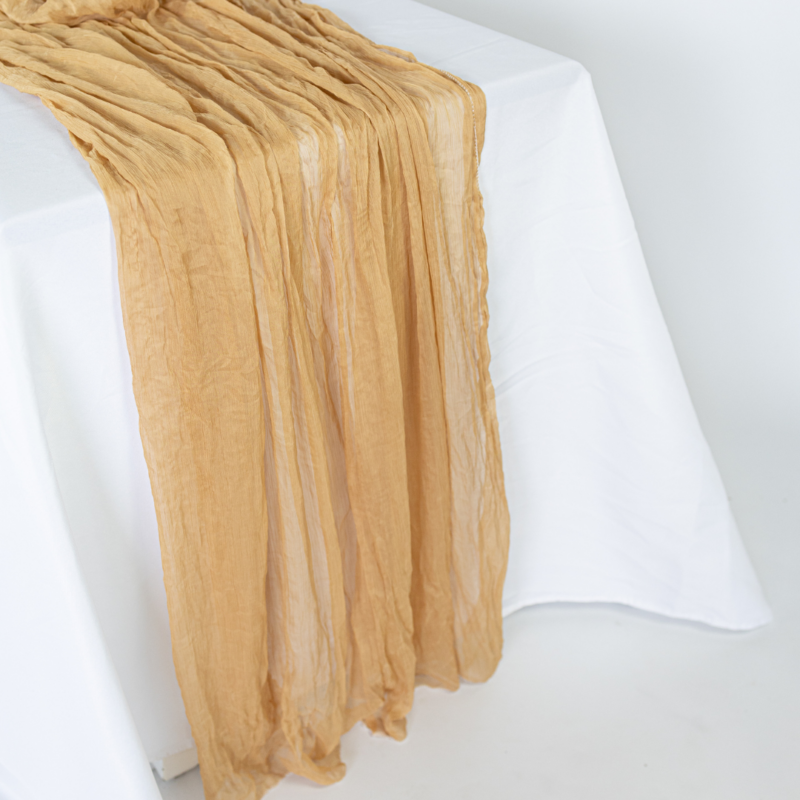 Ribbed Chiffon Table Runner - Honey