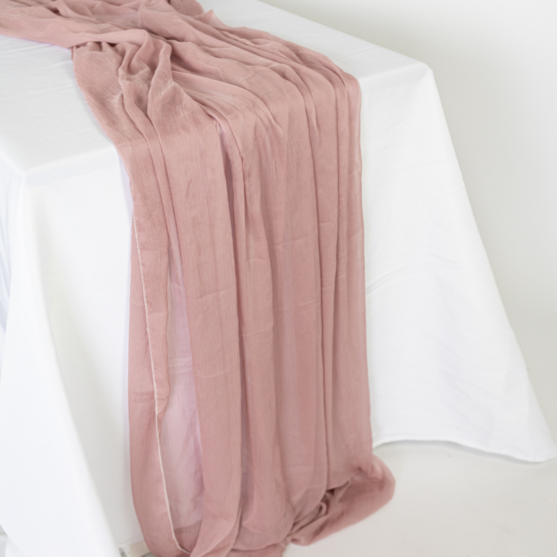 Ribbed Chiffon Table Runner - Mauve