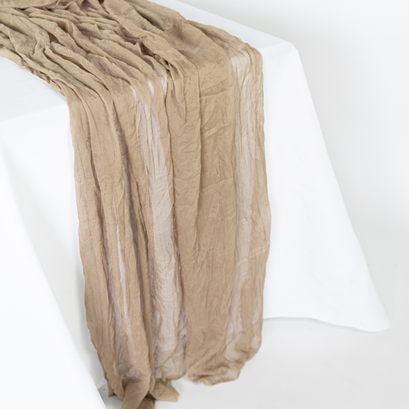 Ribbed Chiffon Table Runner - Taupe