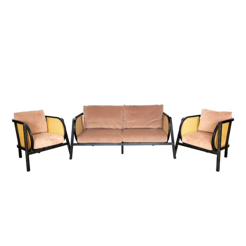 Sutton Black Lounge - Blush Cushions