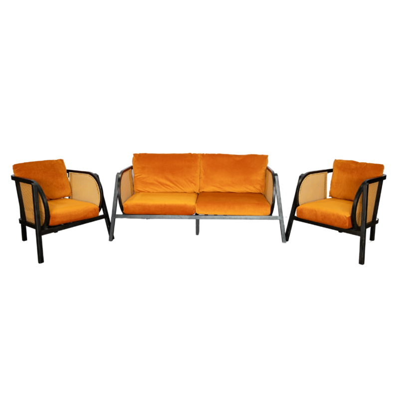 Sutton Black Lounge - Orange Cushions