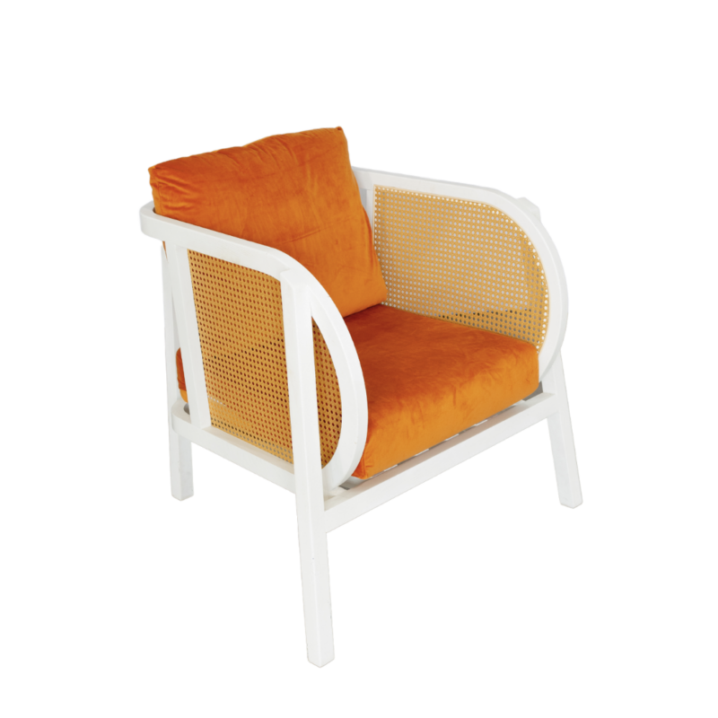 Sutton White Lounge - Orange Cushions - Image 3