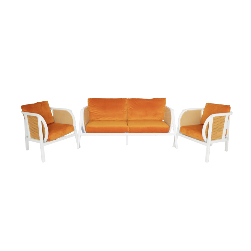 Sutton White Lounge - Orange Cushions
