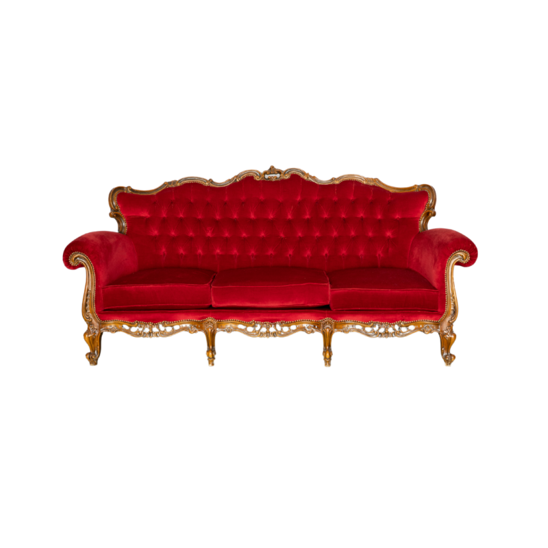 Vintage Triple Seater Lounge - Ruby Red