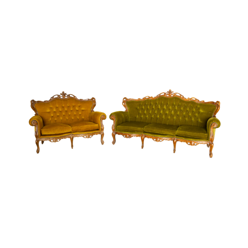 Vintage Lounge Suite - Mustard & Hunter Green