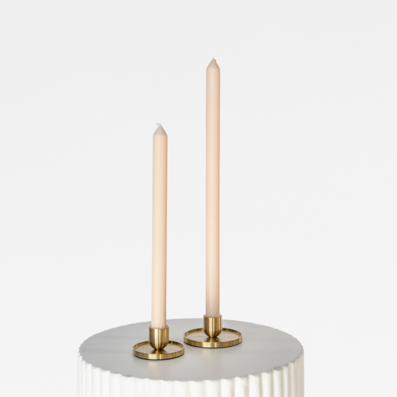 Brushed Gold Candle Holders With Latte Taper Duo 2