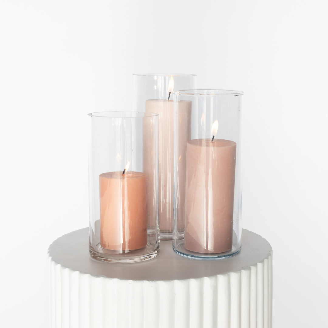 Hurricane With Antique Pink Pillar Candle Trip