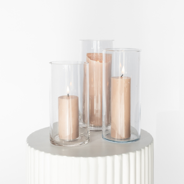 Hurricane With Latte Pillar Candle Trio