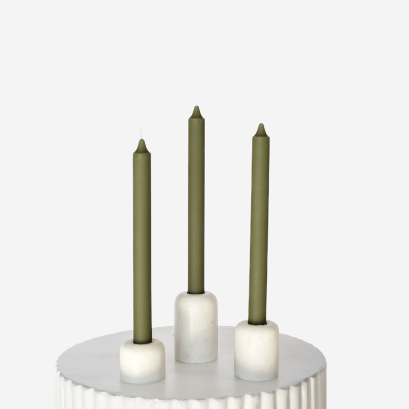 Marble Taper Holders With Moss Green Candle Trio 3