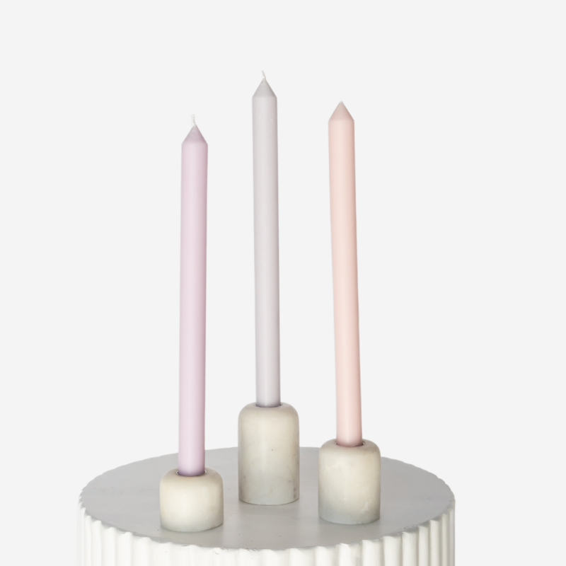Marble Taper Holders With Soft Pastel Candle Trio 3