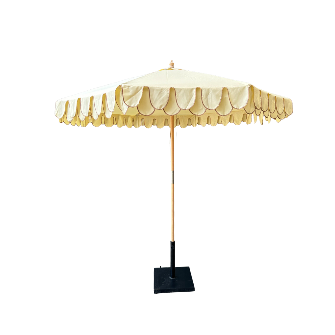 Amalfi Cream Trim Umbrella With Freestanding Base