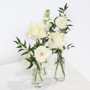 Modern White & Green Bud Vases