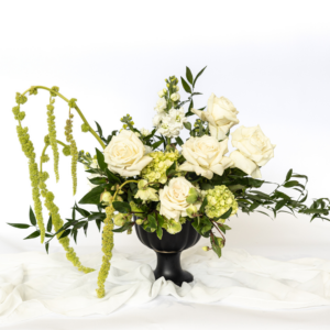 Modern White & Green Compote Vase