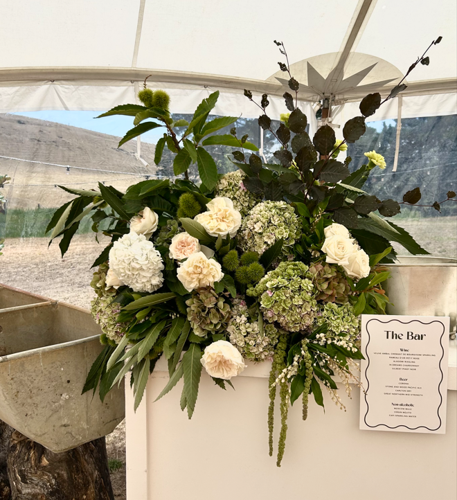 Modern Green White Bar Floral