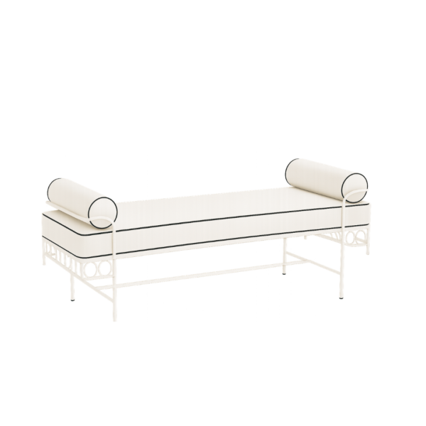 Amalfi Bench Seat - White Cushion W Black Trim