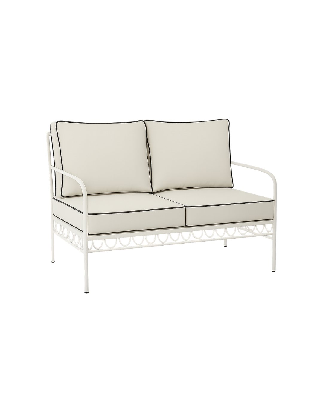 Amalfi Double Seater- White Cushion Black Trim