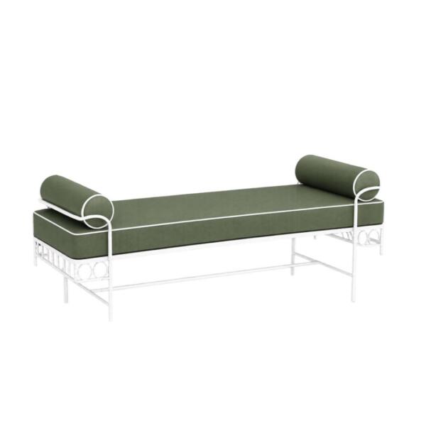 Amalfi Bench Seat - Green Cushion w/white trim