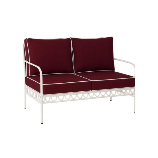 Amalfi Twin Seater - Burgundy Cushion w/white trim