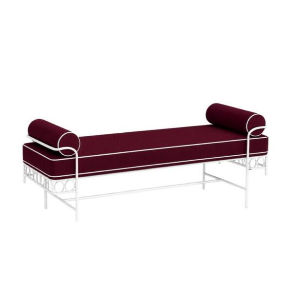 Amalfi Bench Seat - Burgundy Cushion w/white trim