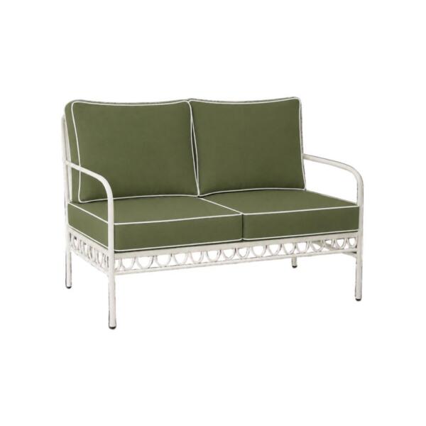 Amalfi Twin Seater - Green Cushion w/ white trim