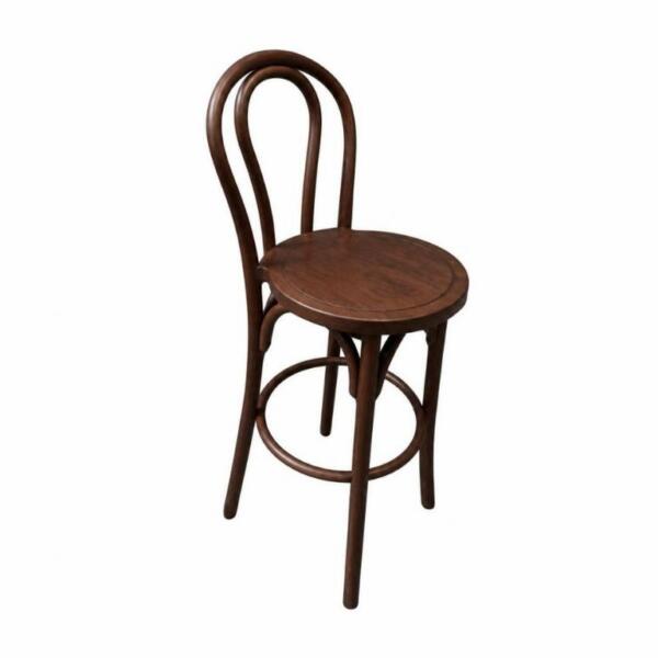 Bentwood Stool With Back - Walnut