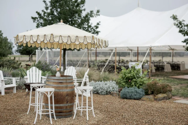 Looking for trendy umbrellas to add a touch of style to your outdoor set ups?
*
Our Amalfi Cream Trim Umbrellas are the perfect addition to your event. These chic umbrellas are designed with both style and functionality in mind. Their neutral cream tone complements a variety of wedding styles, and can be easily integrated into any outdoor setting. 
*
Freestanding bases can also be hired if not using barrels.

Photography @_studiobeloved
Styling/Coordination @byplush_
Beauty @thebeautybasementco
Celebrant @kahanicelebrant
Styling @alexandramay_interiors
Bar @havanacaravanbar
Marquee & Furniture @elderberryevents_
MUA @claire__gourlay
Dress @soho_bride
Entertainment @thewhitetree